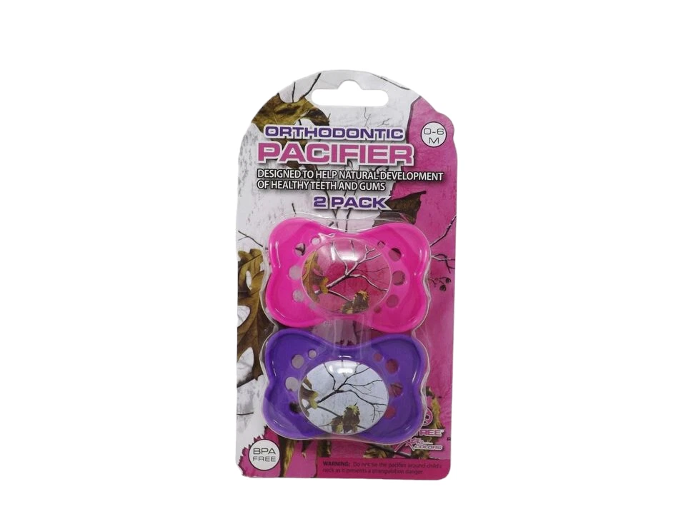 Realtree Xtra Colors 2 Pack Orthodontic Pacifier - New - Pink & Purple - Image 1 of 1