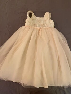 Ivory Cream Beaded Top Silk Toule Mini Bride Holiday Flower Girl Gown Dress - Image 1 of 4