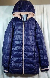 Michael Kors Girl's Puffer Jacket Coat w/Detachable Hood Blue Pink Size 14 - Picture 1 of 10