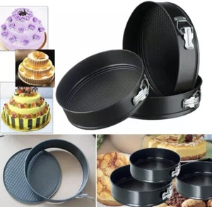 3pc Round Springform CAKE TIN SET Non Stick Spring Loaded BAKING PAN Loose Base - Picture 1 of 6