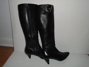 Prada Black Leather Buckle Boots Size 36 1/2 - Picture 1 of 6