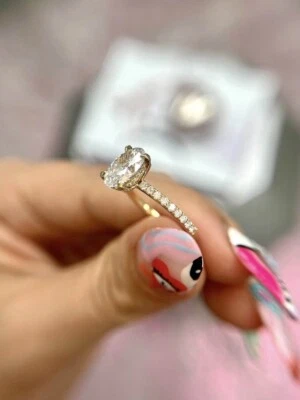 Semi Mount Half Eternity Oval Cut Setting Diamond 0.35 Ct Ring 14k Yellow Gold - Image 1 of 4