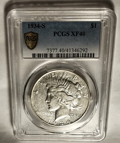 RARE 1934-S Peace Silver Dollar PCGS  XF-40 GS Nice Certified Hard Date Coin !!! Cover