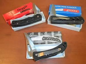 3 FROST CUTLERY Folding Tactical Knifes With Boxes: 15-668B, 15-327B, 15-520B - Picture 1 of 7