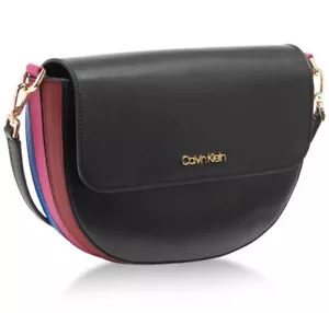 NWT Genuine Leather Calvin Klein H9DEREE1 Half moon Crossbody Black, Multicolor - Picture 1 of 14