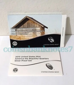 2015-S Park Quarter Silver Proof Set Empty Box & COA / NO Lens, NO Coins - Picture 1 of 2