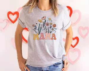 Maglietta regalo festa della mamma maglietta mamma fiori selvatici retrò floreale donna top - Foto 1 di 5