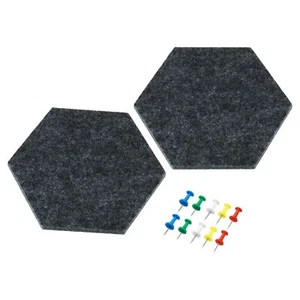 Hexagon Felt Board Tiles 2 Pack Self Adhesive Wall Bulletin Pin Board with Pu... - Picture 1 of 6