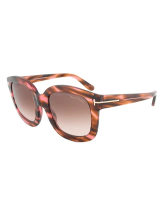Nuevo Tom Ford Christophe FT TF279 48Z Cuadrado Rayas Oscuras Rojo Habana Gafas de Sol Foto 1 de 2