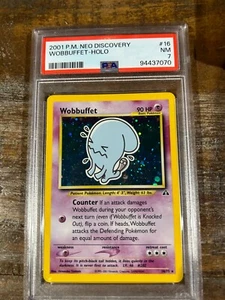 POKEMON 2001 Neo Discovery WOBBUFFET Holo #16 PSA 7 Near Mint RARE - Picture 1 of 2