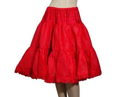 Falda Rockabilly Vintage~Fantasía~Enagua de Tafetán Rojo Doble Capa en Niveles OS Foto 1 de 4