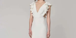 Alexandra Grecco Lucy Wedding Bodysuit TOP ONLY 6-8 Silk Crepe Ruffles Modern - Picture 1 of 6