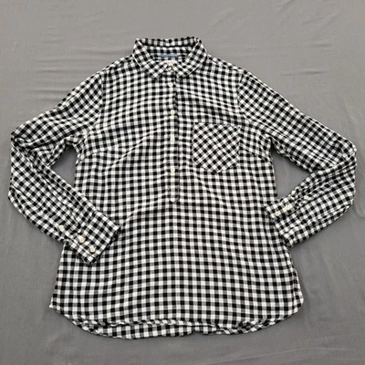 Camisa Merona para mujer mediana M manga larga con botones bolsillo tejido a cuadros negra Foto 1 de 4