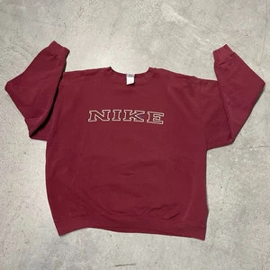 Vintage 90s Nike Block Logo USA Made Crewneck Sweatshirt Boxy Adult XL White Tag - Picture 1 of 16