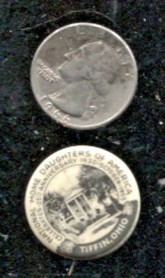 1955 TIFFIN,OHO DAUGHTERS OF AMERICAN NATIONAL HOME ANNIVERSARY PINBACK - Image 1 of 2