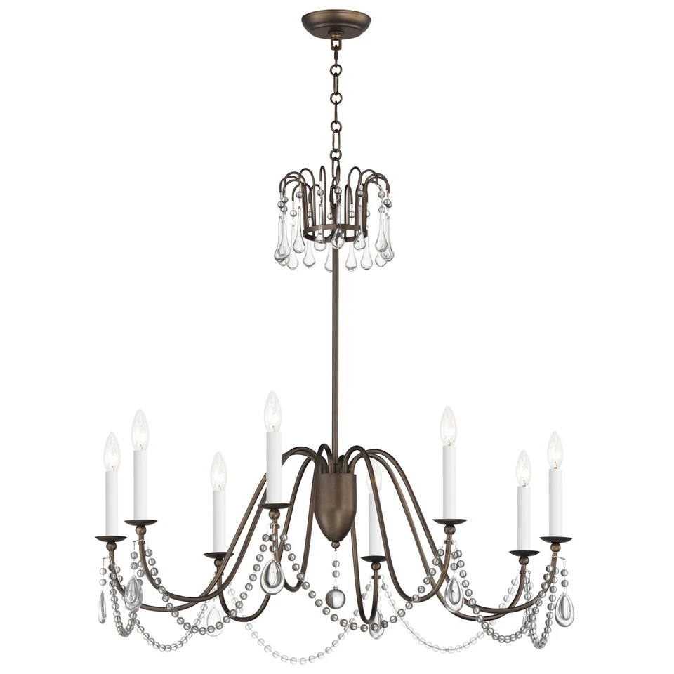 Maxim 12168CRY Plumette 8 Light 36"W Crystal Candle Style - Bronze - Image 1 of 1