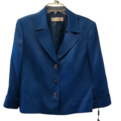 Tahari ASL Women's Teal Blue Blazer Size 14 with 3/4 Sleeves - Image 1 of 4