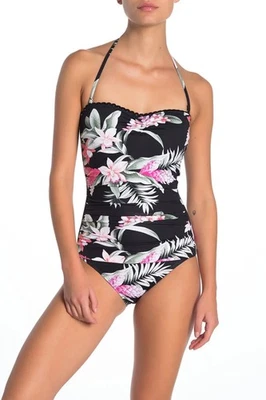 Traje de baño Tommy Bahama flor jengibre bandeau fruncido de una pieza floral talla 2 nuevo con etiquetas Foto 1 de 4