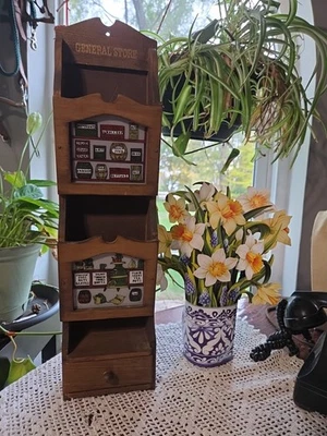 Buzón de pared colgante de madera ilustrado vintage ~ temática general de tienda * decoración Foto 1 de 4