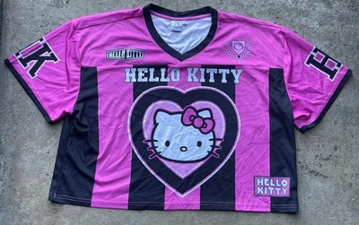 Sanrio Hello Kitty Women’s Graphic Football Skimmer Jersey Size L Pink & Black - Image 1 of 4