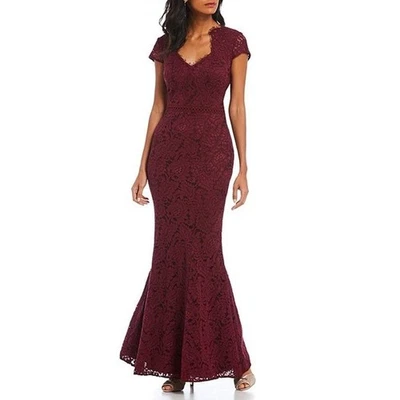 JS Collection Gown Burgundy Lace Mermaid Formal Wedding Bridesmaid Size 2 NWT - Image 1 of 4