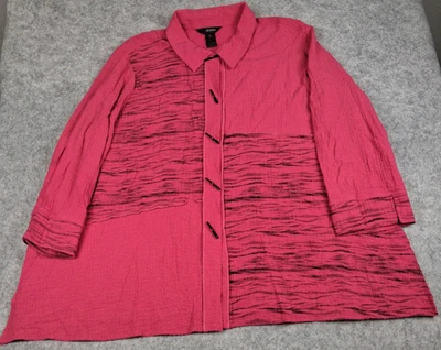Blusa túnica Ali Miles para mujer 2X rosa negro botones Barbie núcleo cómoda fiesta Foto 1 de 4
