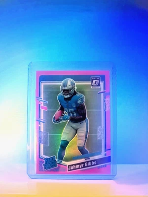 2023 Panini Donruss Optic - Rated Rookie Jahmyr Gibbs #236 Pink Prizm (RC) Lions - Image 1 of 2