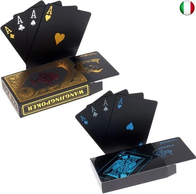 2X Carte da Poker in plastica Playing Cards Nero Carte da Poker Carte da Gioco - Immagine 1 di 4