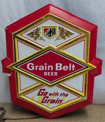 Letrero iluminado de cerveza cinturón de grano 1978 de colección Go With The Grain 16,5x14,5" LEER Foto 1 de 4