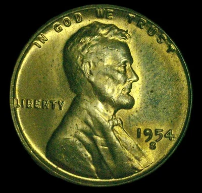 1954 S Lincoln Cent Die Break/Cud Error (Filled In 9 on Date) - Image 1 of 3