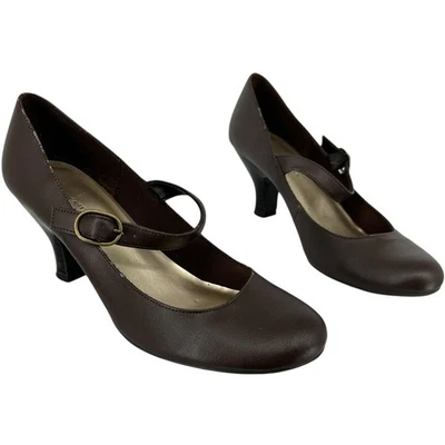 Zapatos de salón Mary Jane vintage años 90 y2k para mujer marrón con hebilla lateral este talla 9M Foto 1 de 4