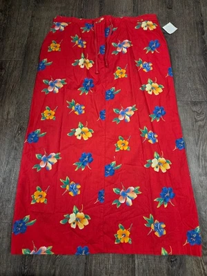 Susan Bristol Skirt Red Tropical Floral XL Cottage Core Midcalf Cotton NWT - Image 1 of 4