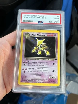 Pokemon WOTC 2000 Team Rocket Dark Alakazam Holo 1/82 PSA 9 Mint - Image 1 of 2
