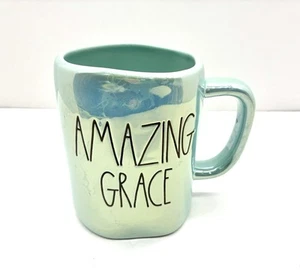 Amazing Grace Rae Dunn Keramiktasse blau grün irisierend Jesus Glaube Bibelvers - Bild 1 von 9