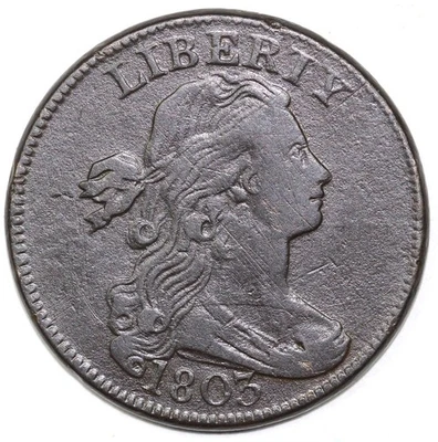 1803 1c S-265 Large Date Large Fraction Draped Bust Large Cent - Image 1 of 3