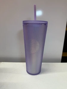 Starbucks Fall 2023 Purple Iridescent Pleated Soft Touch Venti Tumbler24oz NWT - Picture 1 of 3