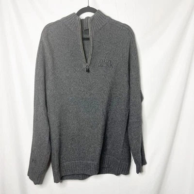 Harley-Davidson Gray Knit 1/4 Zip Pullover Sweater M Embroidered - Image 1 of 4