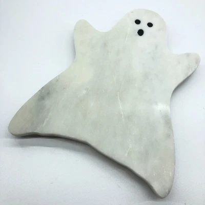 Halloween Ghost Cutting Board Natural Marble Stone White 13” x 10” Viral TikTok - Image 1 of 4