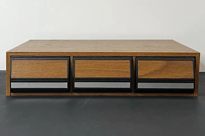 VTG Classic Organizer 42 Cassette Tape Holder Faux Wood Grain 3 Drawer - Image 1 of 4