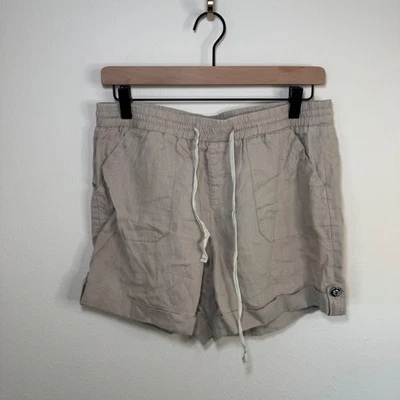 Neiman Marcus Shorts Women's MD Tan Linen Pull On Resort Preppy Casual - Image 1 of 4