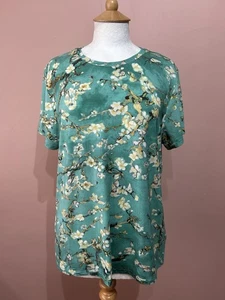 Bnwt L’Agence Turquoise Blue Fitted Floral Ressi T-Shirt Label Size XXL UK 20 - Picture 1 of 5