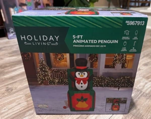 Holiday Living 5 ft Animated Pop Up Penguin Inflatable New Christmas Decoration - Picture 1 of 6