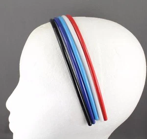 set pack of 5 headband plastic thin skinny narrow grip teeth Black Blue Red Aqua - Picture 1 of 4