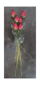 Halloween Rose Bouquet- Wooden Roses with Leaves -Dark Red with Black Tip 44cm - Picture 1 of 7