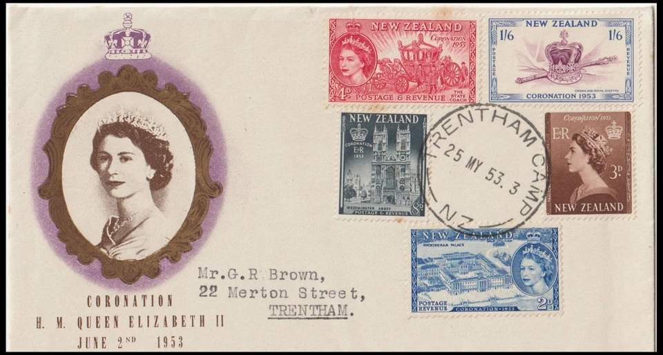 NEW ZEALAND 1953 CORONATION 'TRENTHAM CAMP' FDC (JF) - Image 1 of 1
