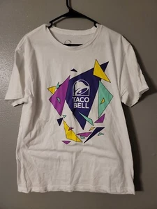 Taco Bell T Shirt Size L Large Retro 80s 90s Look Geometric Triangles White - Picture 1 of 4