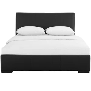 Modern King Size Faux Leather Bed Frame with Storage + Night Stand + Mattress - Picture 1 of 2