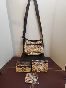 Lesportsac Hawaii Exclusive 4PC Set Hobo Bag Zipper Pouch Makeup & Cosmetic Bags - Picture 1 of 10
