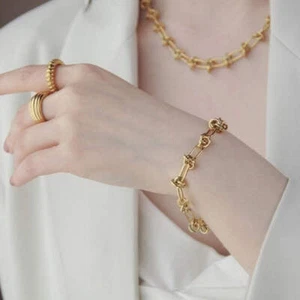 Damen Titan Stahl Rechteckig Armband Seiko Behandlung Silber Armband Gold - Bild 1 von 5