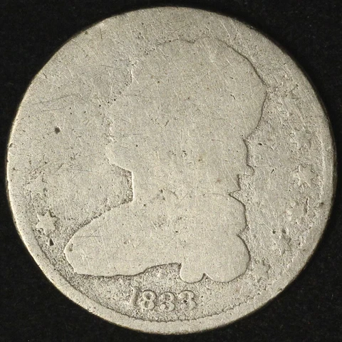 1833 25c Capped Bust Silver Quarter Dollar - Free Shipping USA Cover